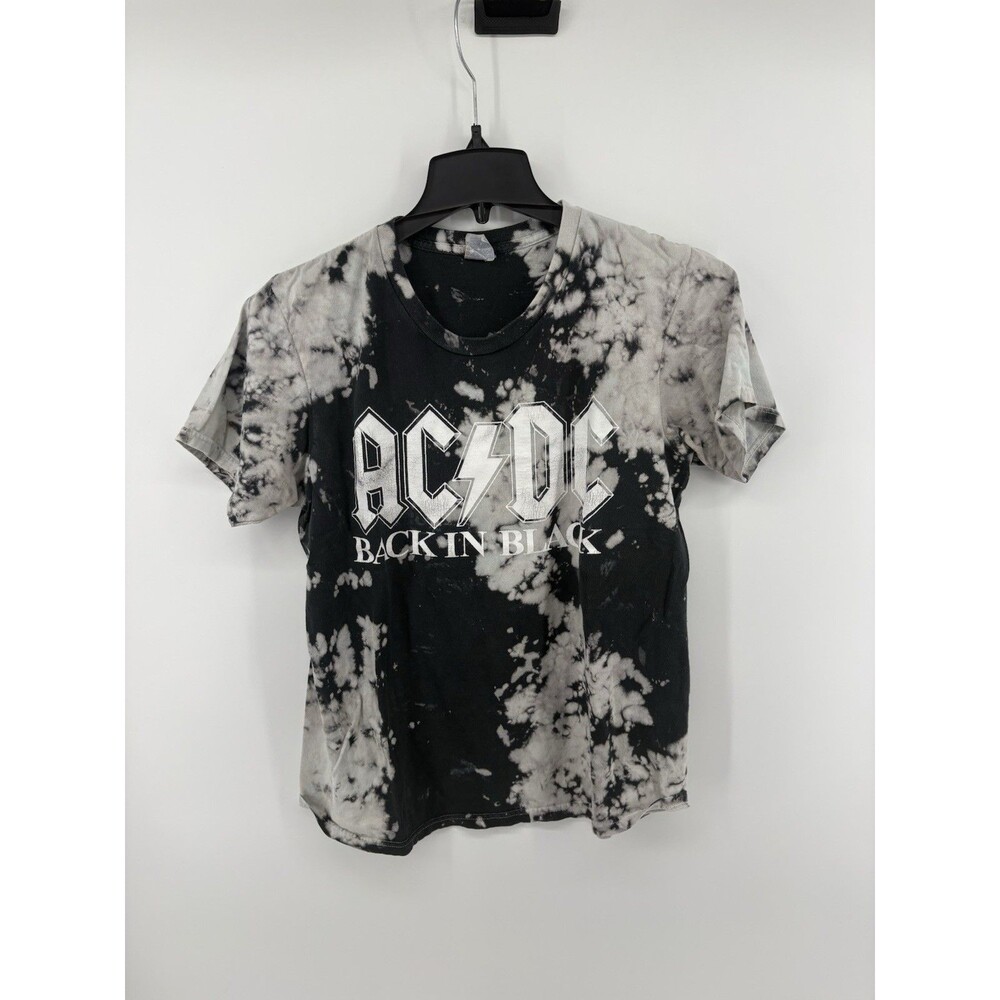 Yazbek AC/DC Back In Black Hells Bells Black White Tie Dye T-Shirt Size Large